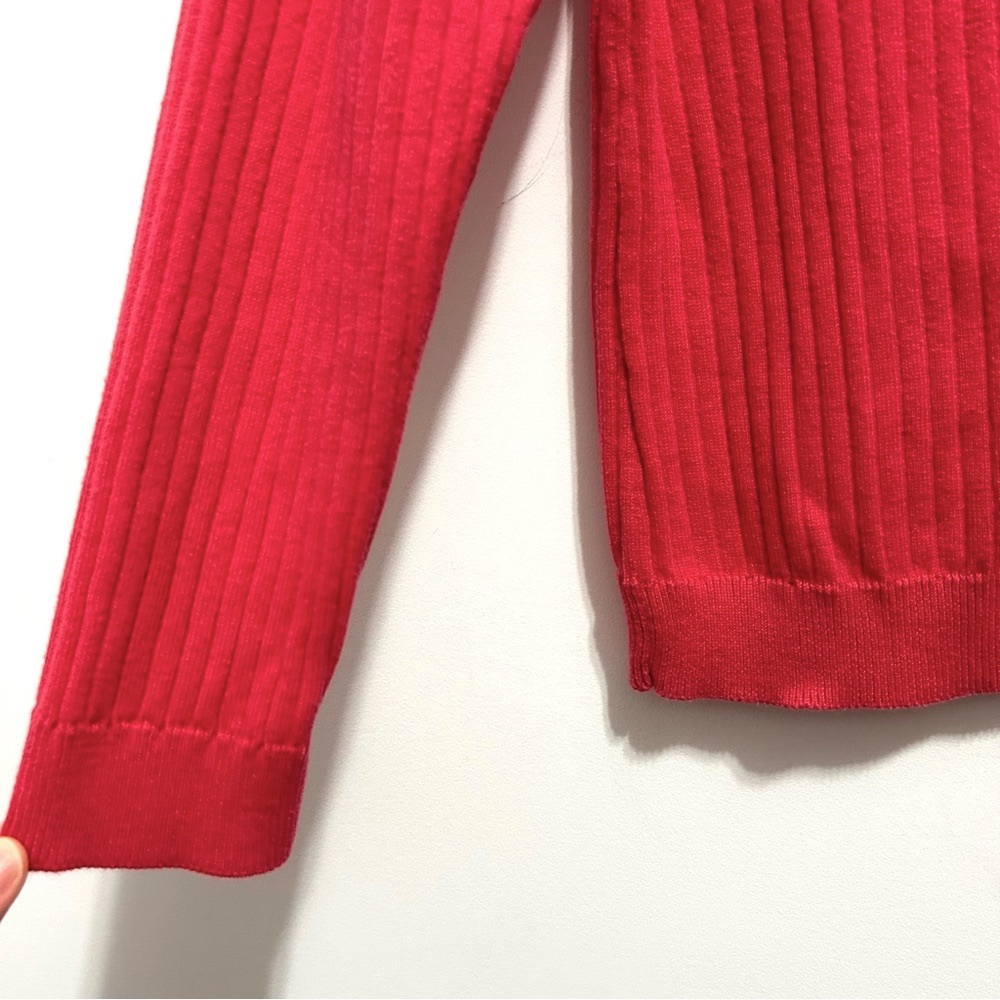 IZOD Women’s Fitted Ribbed Raspberry Color Cardigan - Picture 5 of 8